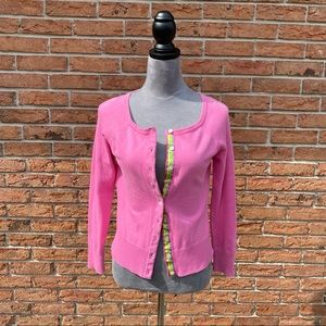 Lilly Pulitzer Pink Cardigan with ribbon detail, small